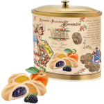 Filled Biscuits - Frollini Ripieni - Amaretti Virginia - Lemon, Apricot and Blackberry flavours - Singularly Packed - Metal Bag 200 g